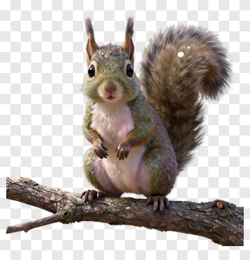 3D Squirrel On A Branch PNG