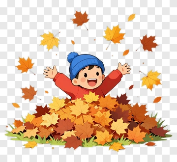 Happy Child Playing In Autumn Leaves PNG