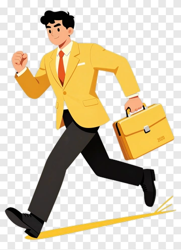 Businessman Running With Briefcase PNG