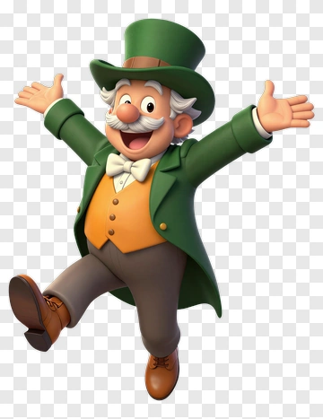 Happy Cartoon Man In Green Top Hat PNG