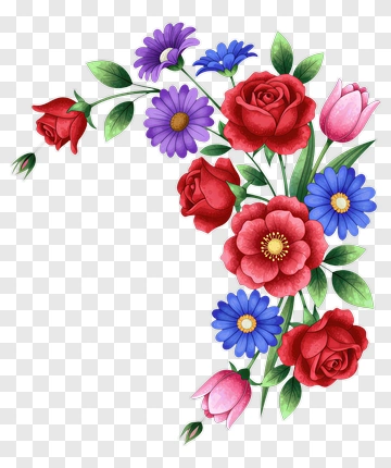 Colorful Floral Arrangement With Roses And Daisies PNG