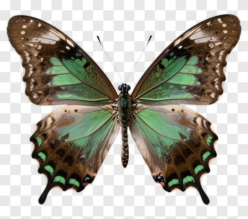 Butterfly With Green And Brown Wings PNG