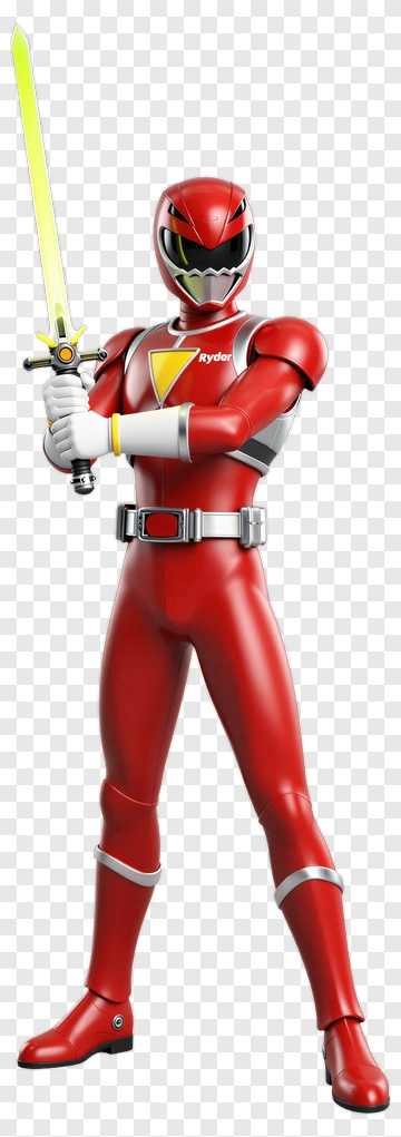 Red Power Ranger Holding A Sword PNG