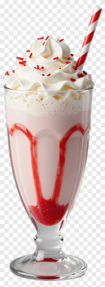 Milkshake With Whipped Cream And Straw PNG