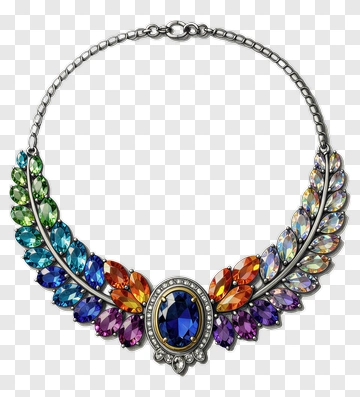 Colorful Gemstone Necklace PNG