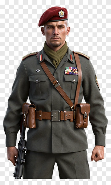 Soldier In Military Uniform With Beret PNG