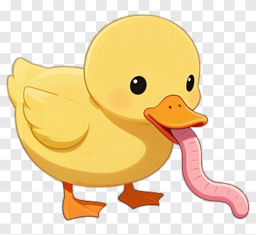 Cartoon Duck With A Worm PNG