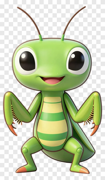 Cartoon Grasshopper Character PNG