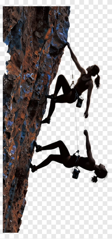 Rock Climbers Scaling A Cliff PNG