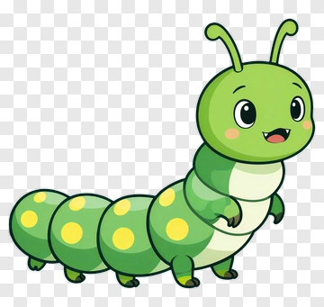 Cartoon Caterpillar With A Happy Expression PNG