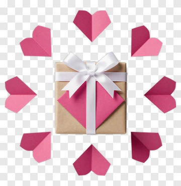Gift Box Surrounded By Pink Hearts PNG