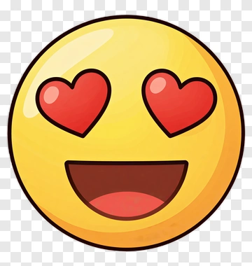 Cartoon Smiling Emoji With Heart Eyes PNG