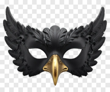 Black Bird Mask With Golden Beak PNG