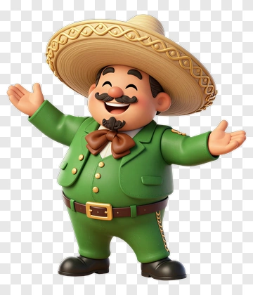 Cartoon Mexican Man Wearing A Sombrero PNG