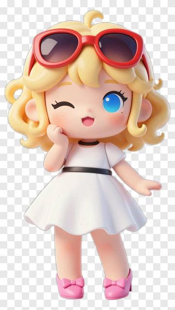 Cartoon Girl Winking In A White Dress PNG