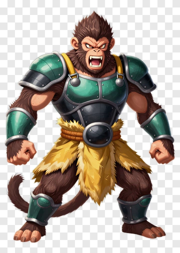 Fierce Warrior Monkey Character PNG