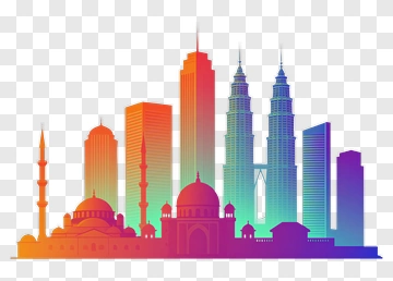 Colorful City Skyline PNG