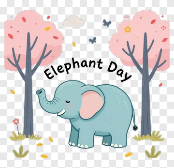Cartoon Elephant Day Celebration PNG