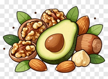 Colorful Avocado And Nuts Composition PNG