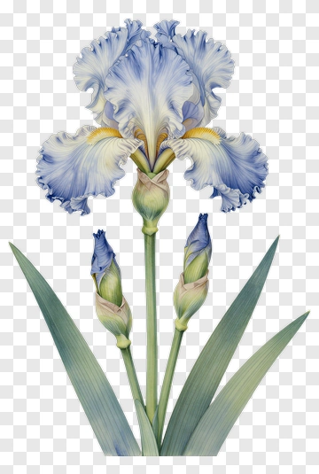 Blue Iris Flower With Buds PNG