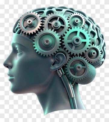 3D Human Head With Gears As Brain PNG