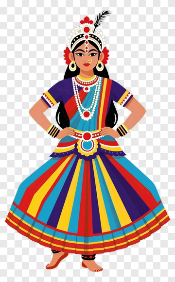 Colorful Indian Dancer In Traditional Attire PNG