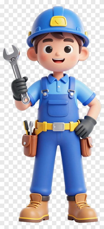 3D Mechanic Holding A Wrench PNG