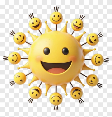 Happy Sun With Smiley Faces PNG