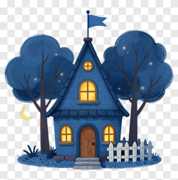 Cartoon House Surrounded By Trees PNG