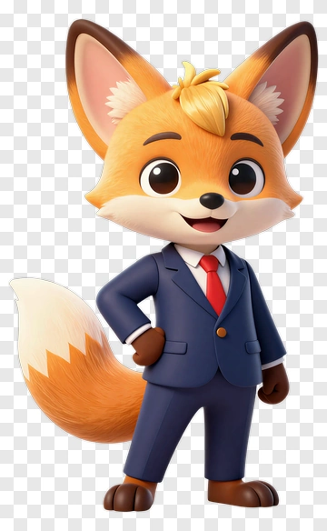 Cartoon Fox In A Suit PNG