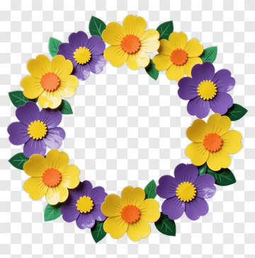 Colorful Flower Wreath PNG