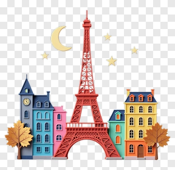 Colorful Parisian Cityscape With Eiffel Tower PNG