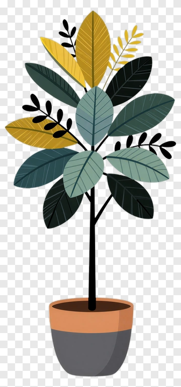 Colorful Potted Plant With Leaves PNG