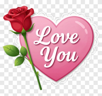 Love You Heart With Rose PNG