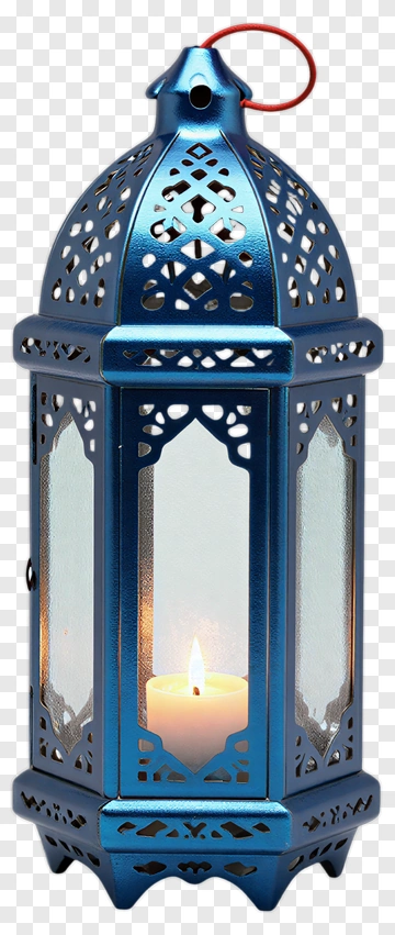 Blue Lantern With Candle Light PNG