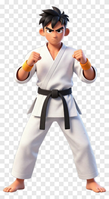 Cartoon Karate Fighter In A Fighting Stance PNG