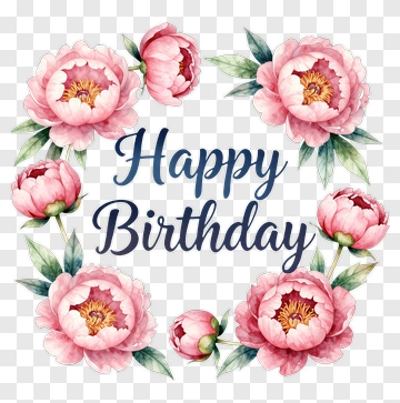 Happy Birthday Floral Wreath PNG