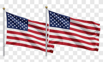 American Flags Waving In The Wind PNG