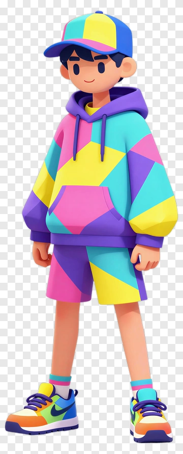 Colorful Cartoon Boy In Sportswear PNG