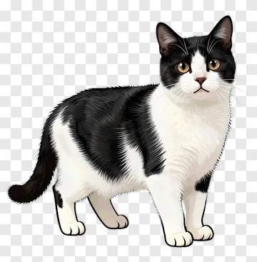 Cartoon Black And White Cat PNG