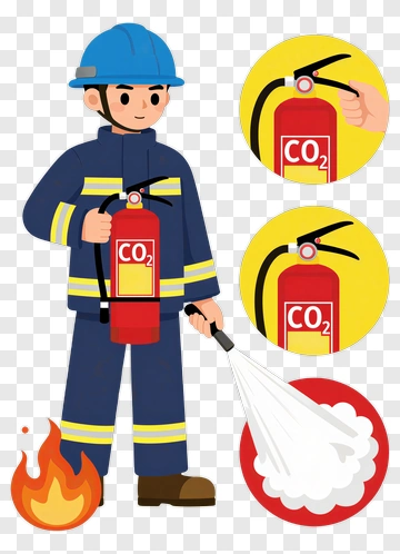 Firefighter Using A Fire Extinguisher PNG