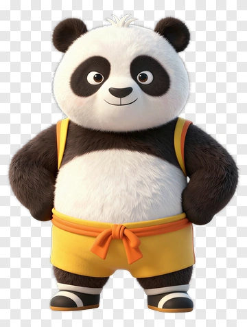 3D Cartoon Panda Standing With Hands On Hips PNG