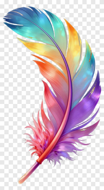 Colorful Feather With Gradient Design PNG