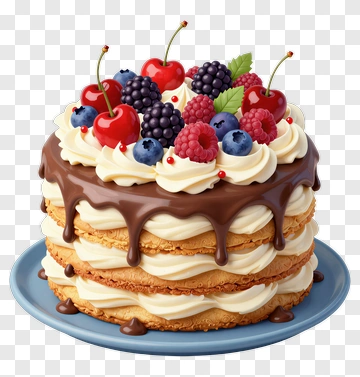 Delicious Chocolate Cake With Berries PNG