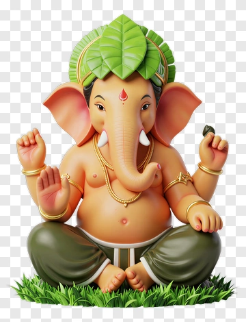 3D Ganesh Sitting On Grass PNG