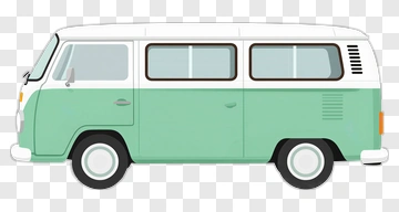 Vintage Green Volkswagen Van PNG