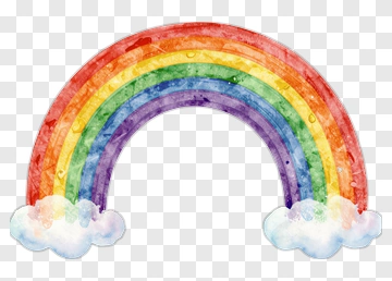 Watercolor Rainbow With Clouds PNG