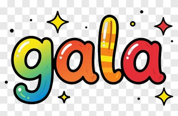 Colorful Gala Text With Stars PNG