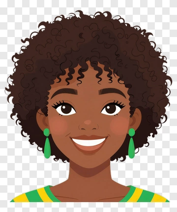 Smiling Woman With Curly Hair And Green Earrings PNG