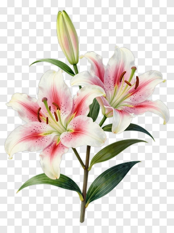 Beautiful Pink And White Lily Flower PNG
